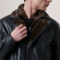 Cai Black Leather Shearling Coat by Dash Racegear - men Jacket view 5