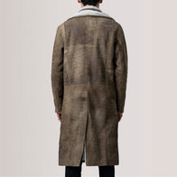 Cai Distressed Brown Leather Shearling Coat by Dash Racegear - men Jacket view 4