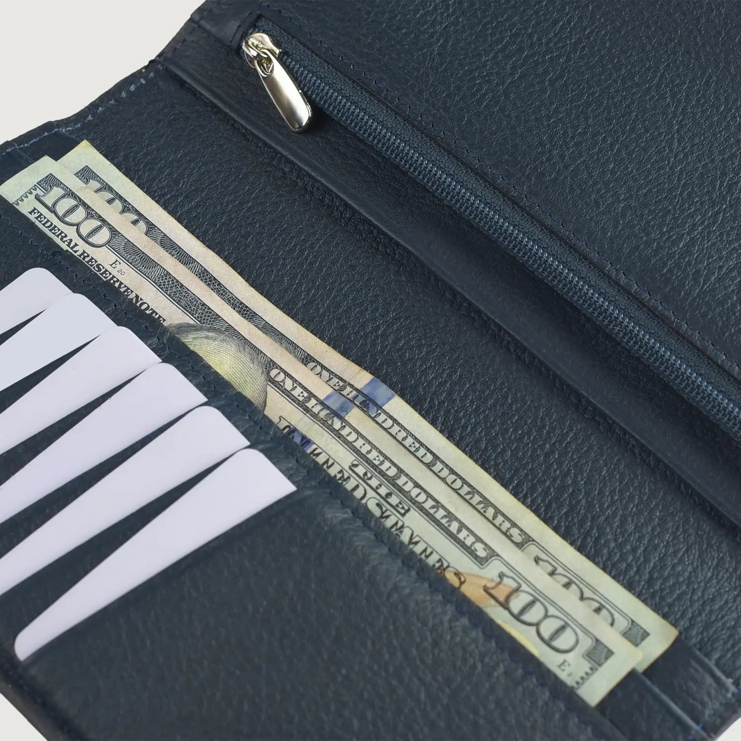 Cameron Blue Leather Long Wallet by Dash Racegear - unisex Leather Accessories view 6