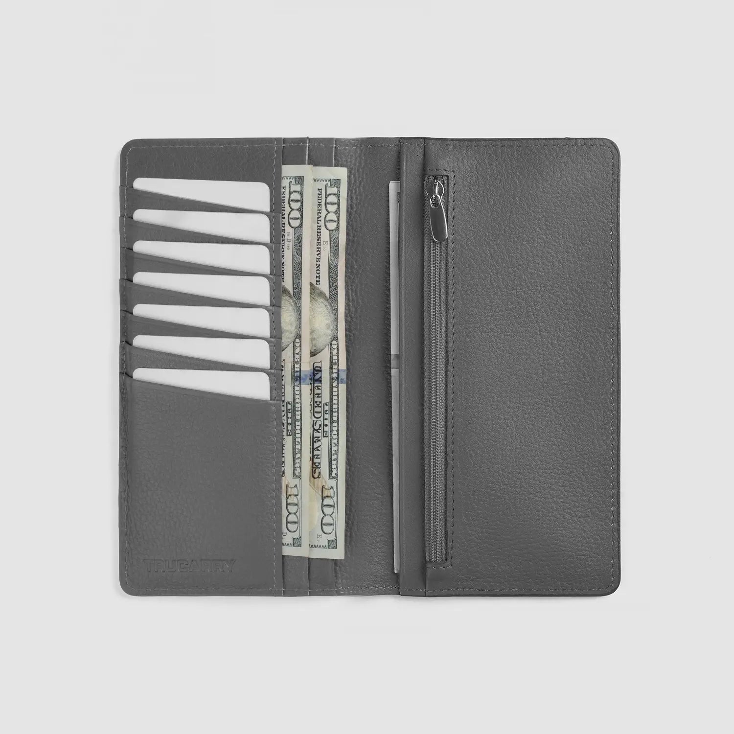 Cameron Grey Leather Long Wallet by Dash Racegear - unisex Leather Accessories view 5
