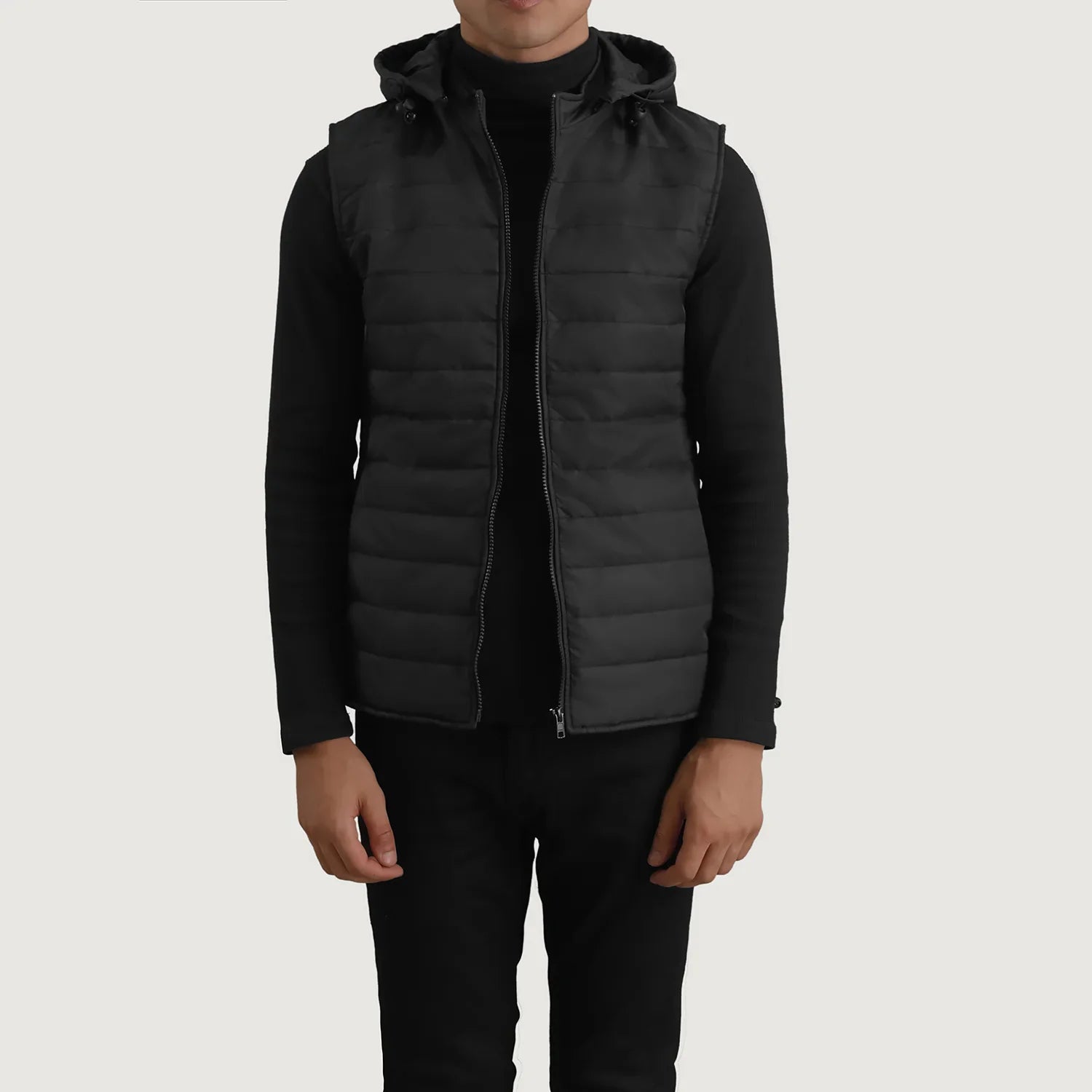 Carlo Black Hooded Puffer Vest by Dash Racegear - men Jacket view 1