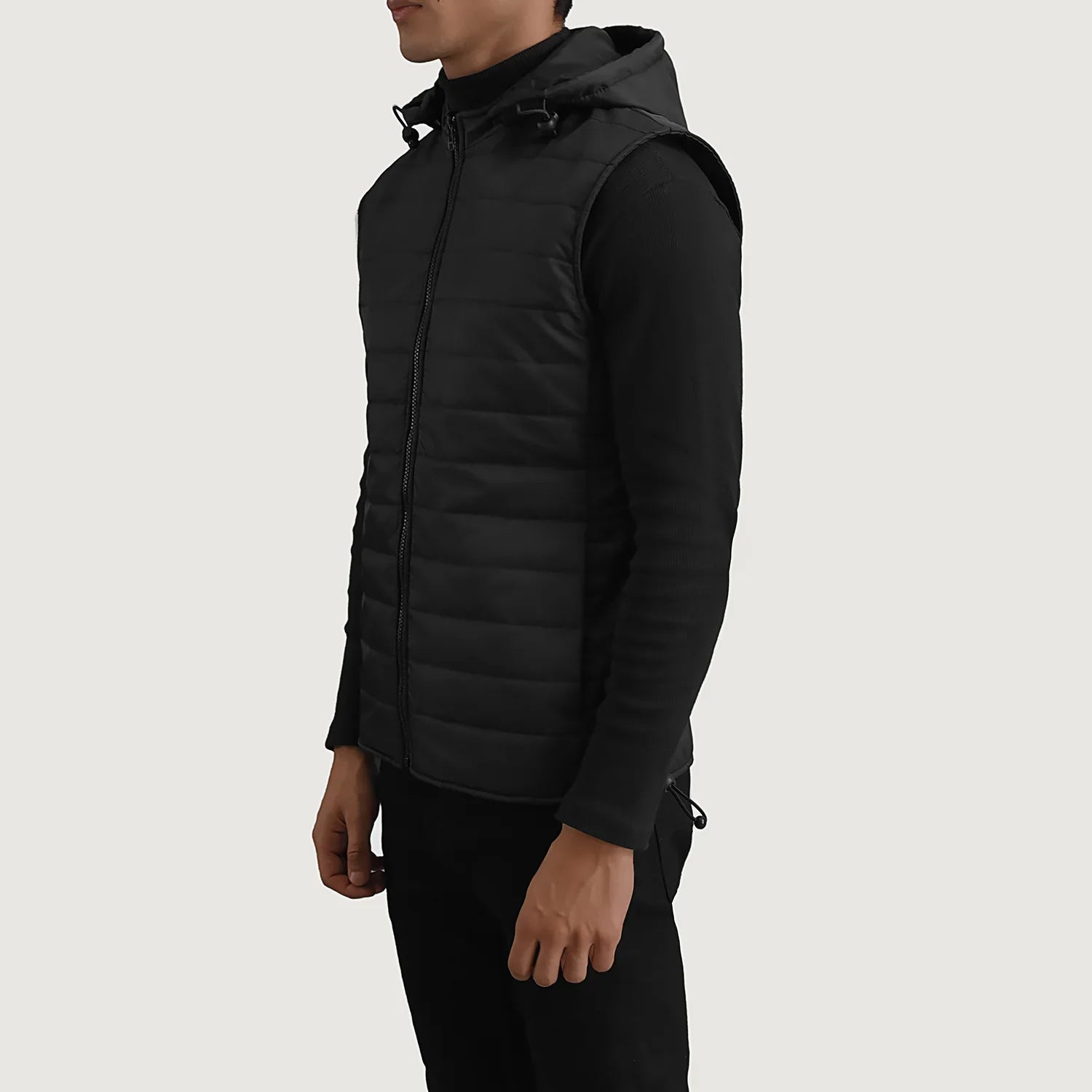 Carlo Black Hooded Puffer Vest by Dash Racegear - men Jacket view 2