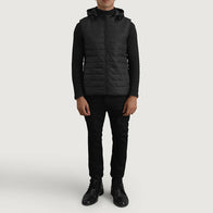 Carlo Black Hooded Puffer Vest by Dash Racegear - men Jacket view 3