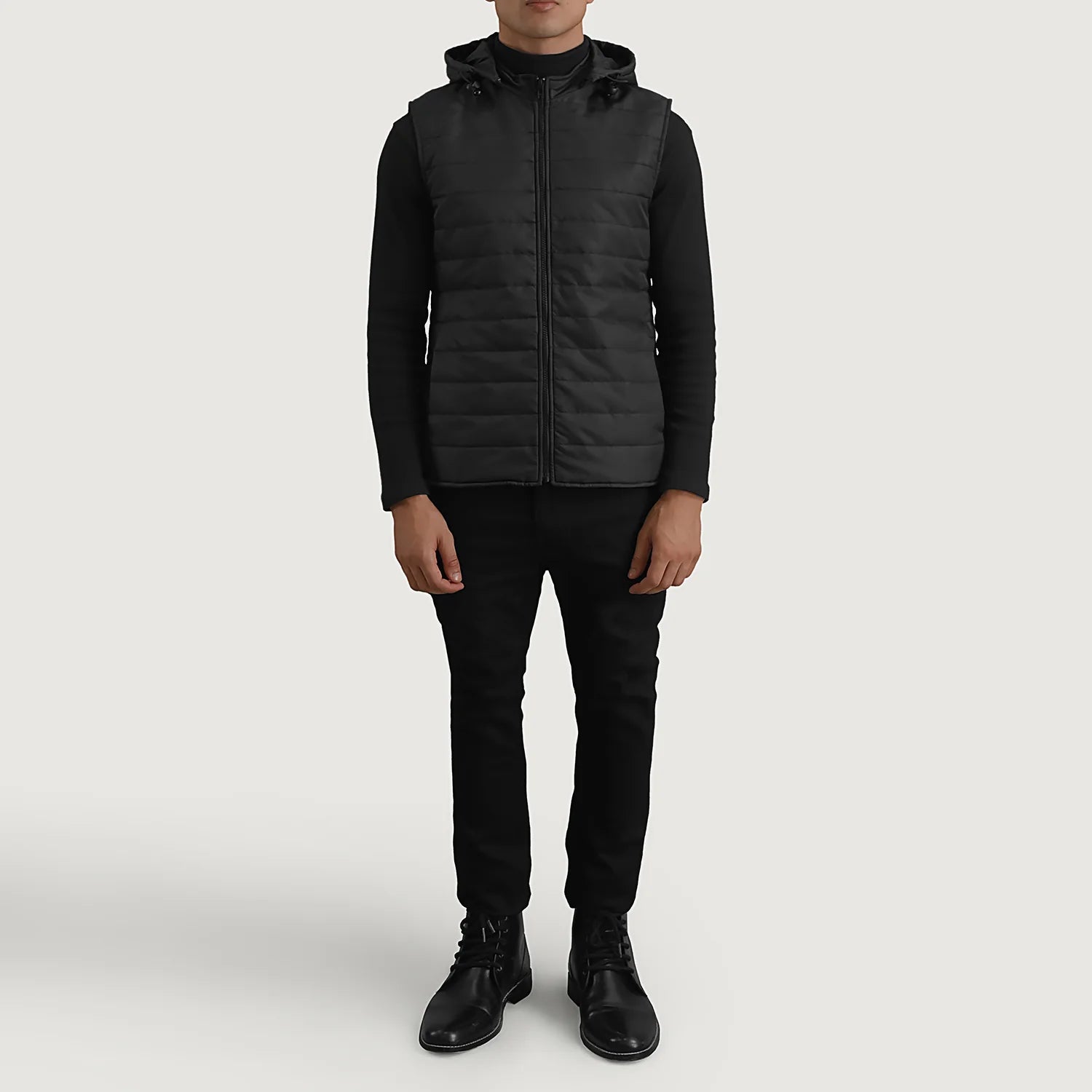 Carlo Black Hooded Puffer Vest by Dash Racegear - men Jacket view 3