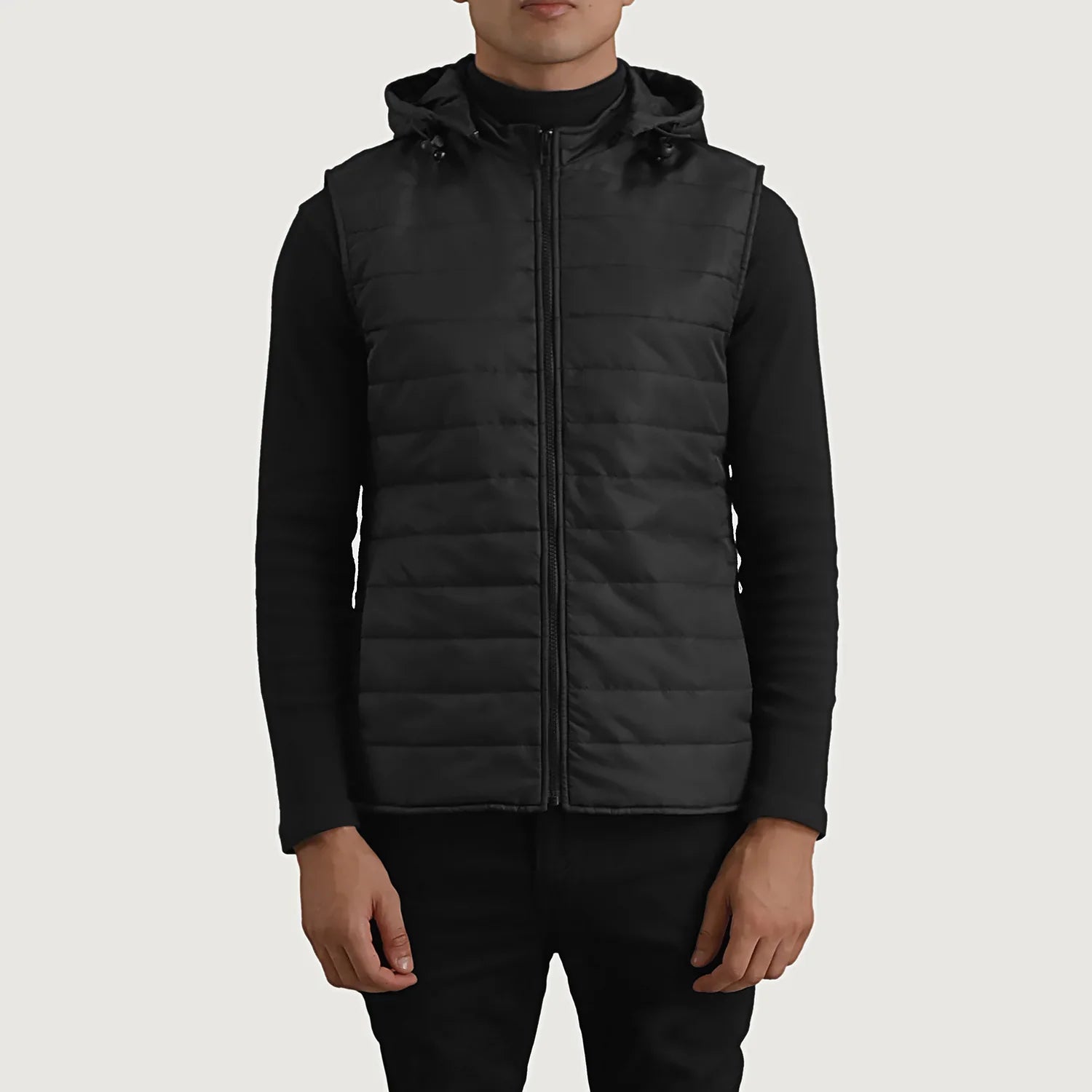 Carlo Black Hooded Puffer Vest by Dash Racegear - men Jacket view 4