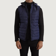 Carlo Blue Hooded Puffer Vest by Dash Racegear - men Jacket view 1