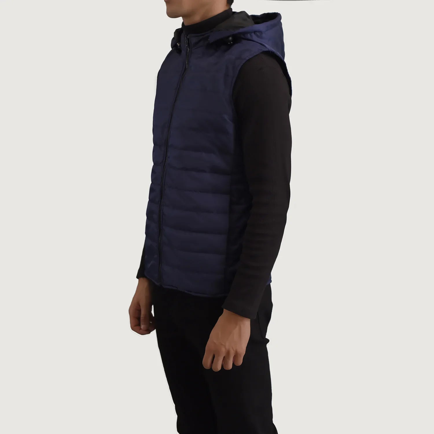Carlo Blue Hooded Puffer Vest by Dash Racegear - men Jacket view 2
