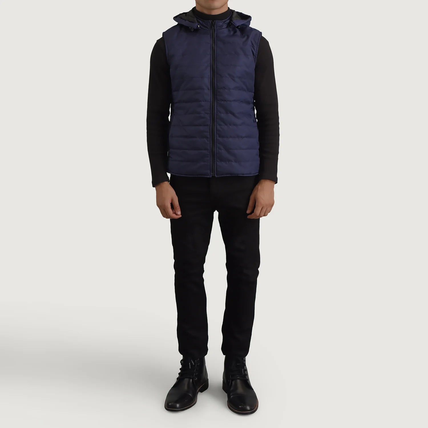 Carlo Blue Hooded Puffer Vest by Dash Racegear - men Jacket view 3
