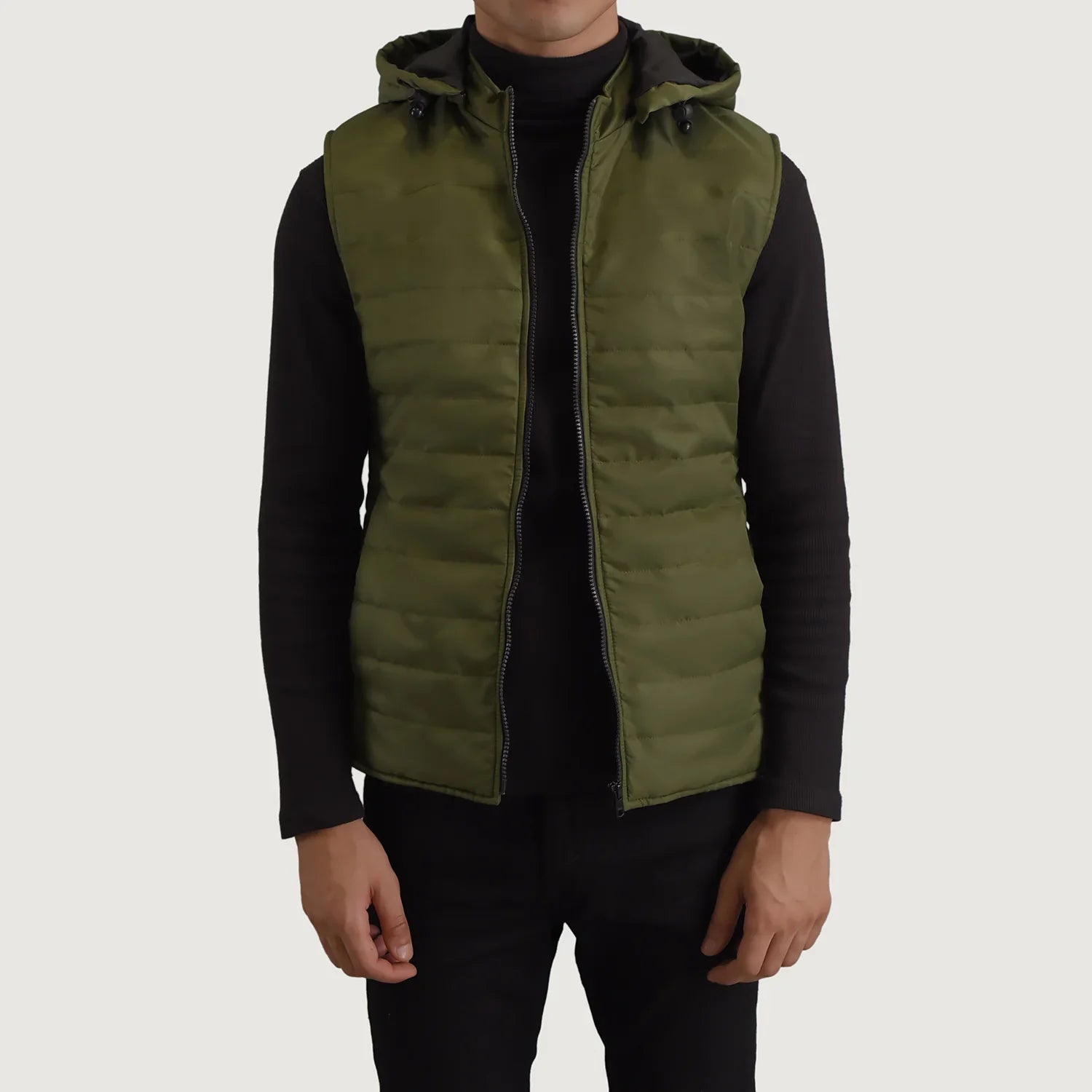 Carlo Green Hooded Puffer Vest by Dash Racegear - men Jacket view 1
