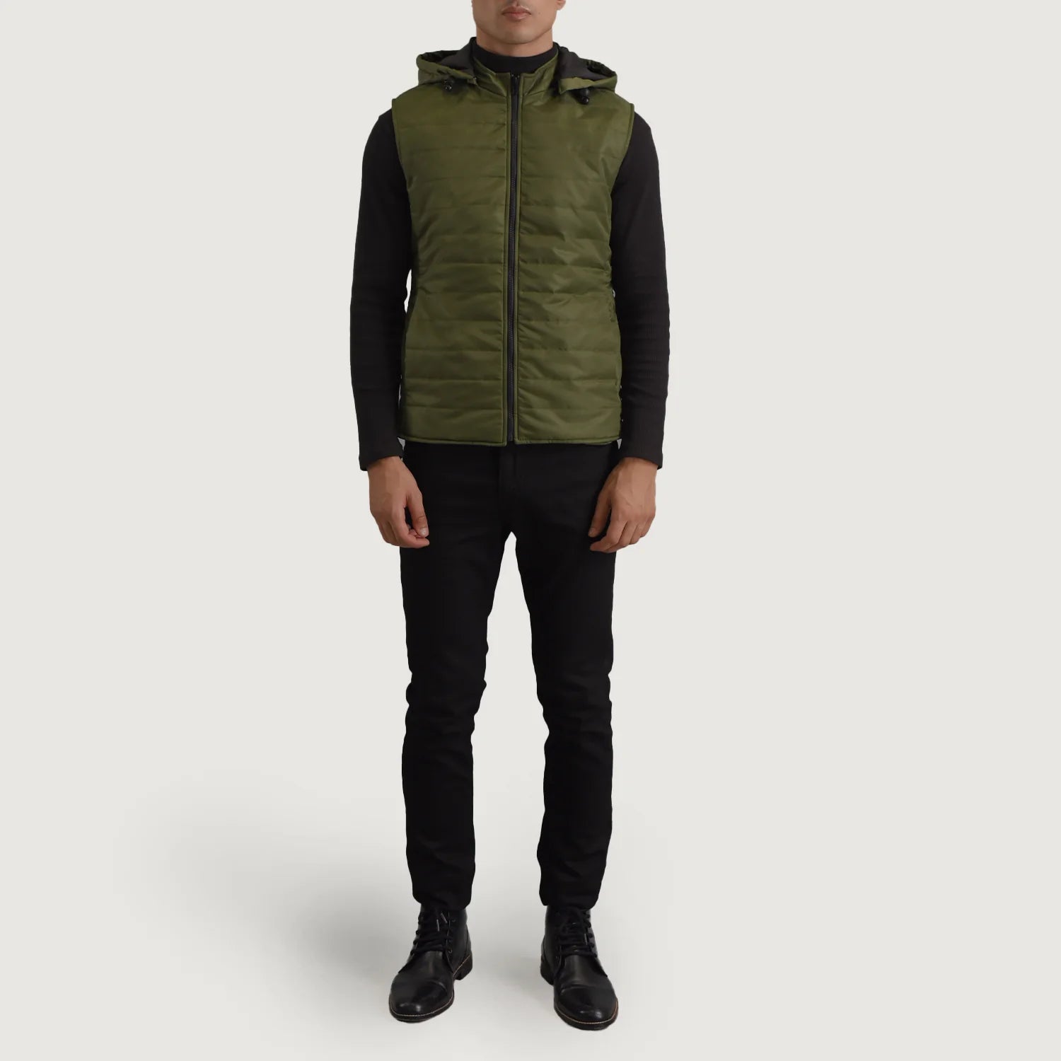 Carlo Green Hooded Puffer Vest by Dash Racegear - men Jacket view 3