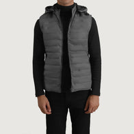 Carlo Grey Hooded Puffer Vest by Dash Racegear - men Jacket view 1