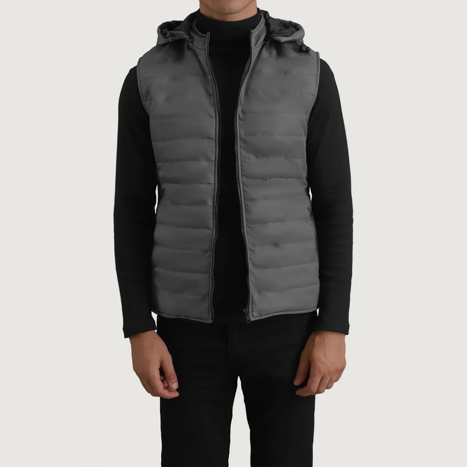 Carlo Grey Hooded Puffer Vest by Dash Racegear - men Jacket view 1