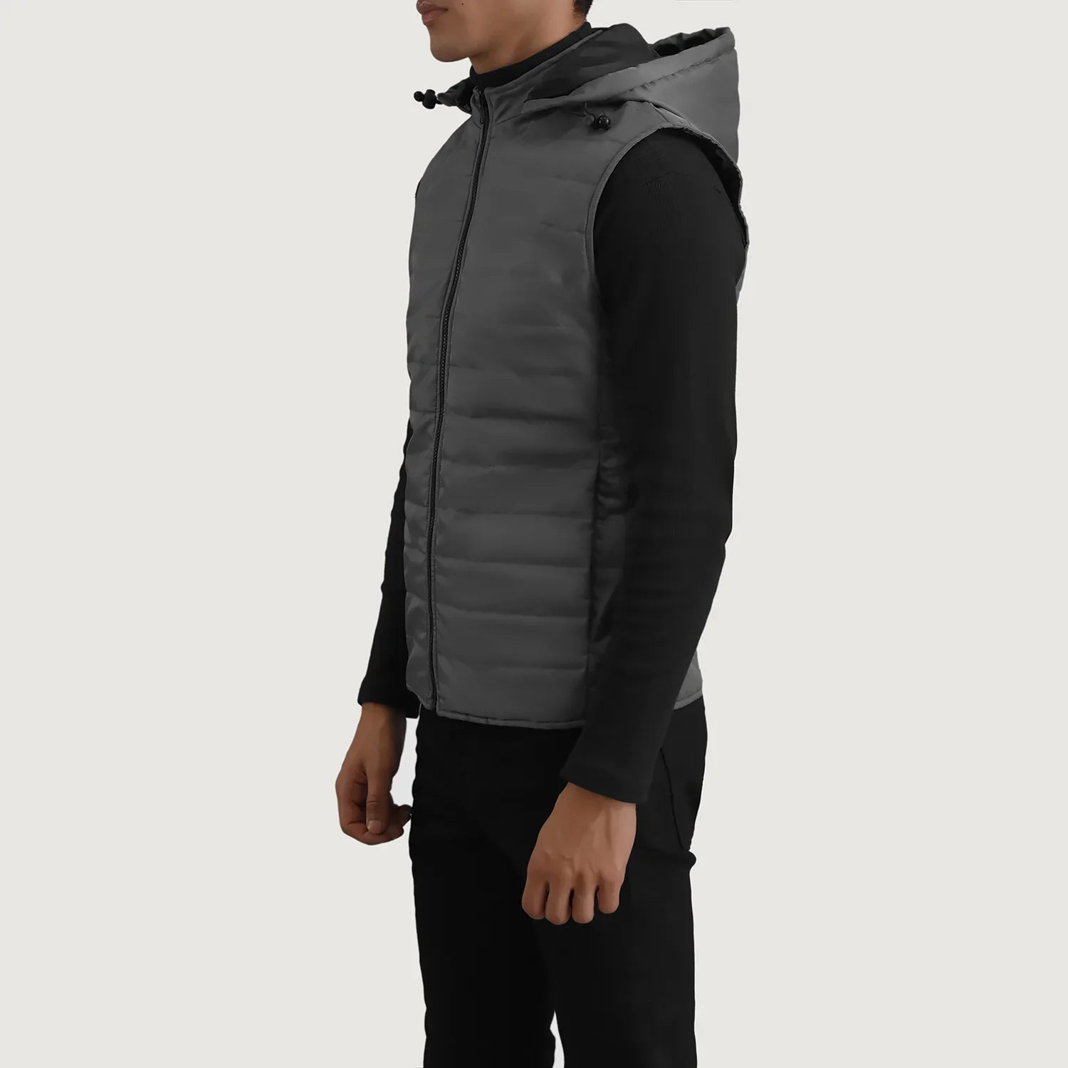 Carlo Grey Hooded Puffer Vest by Dash Racegear - men Jacket view 2