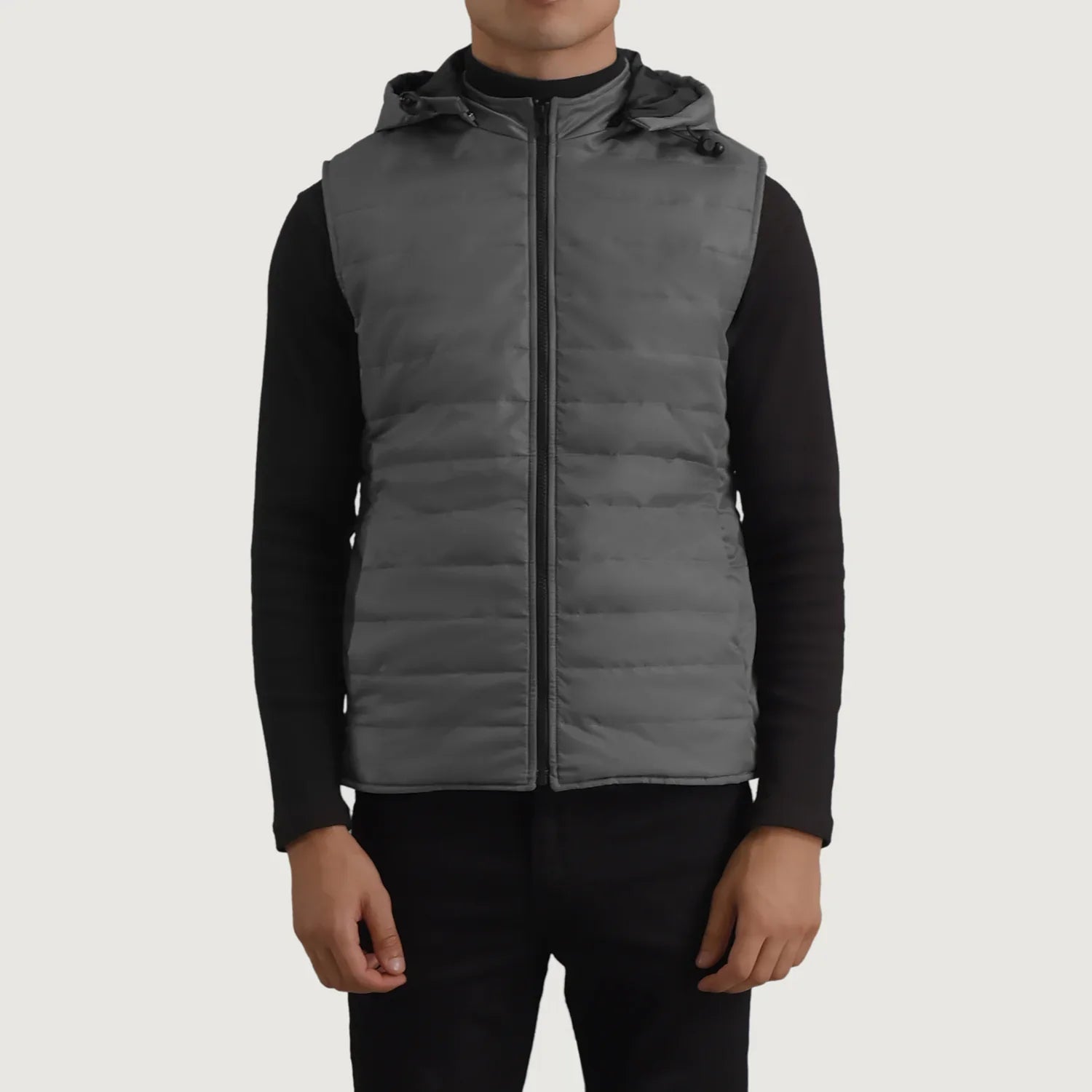 Carlo Grey Hooded Puffer Vest by Dash Racegear - men Jacket view 4