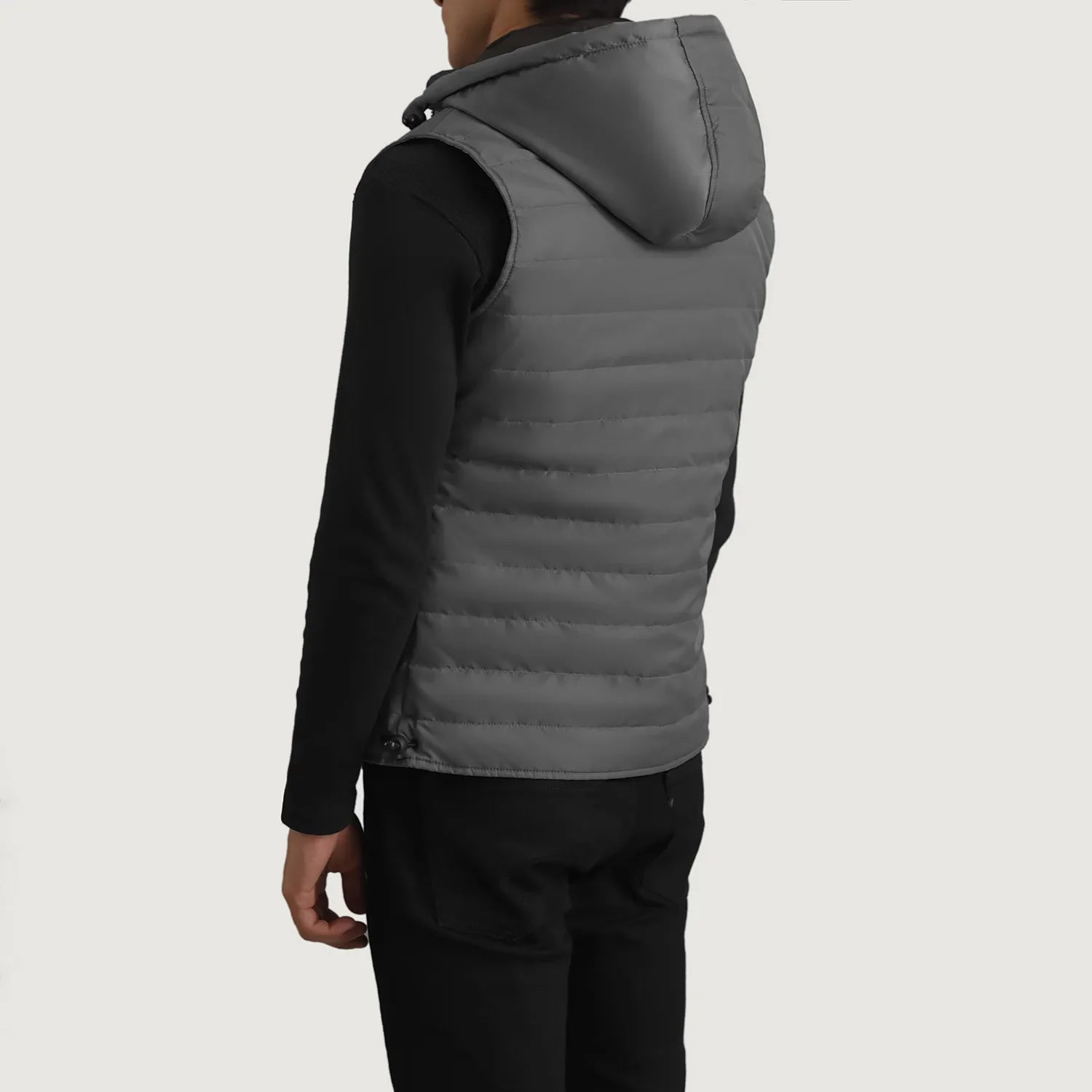 Carlo Grey Hooded Puffer Vest by Dash Racegear - men Jacket view 5