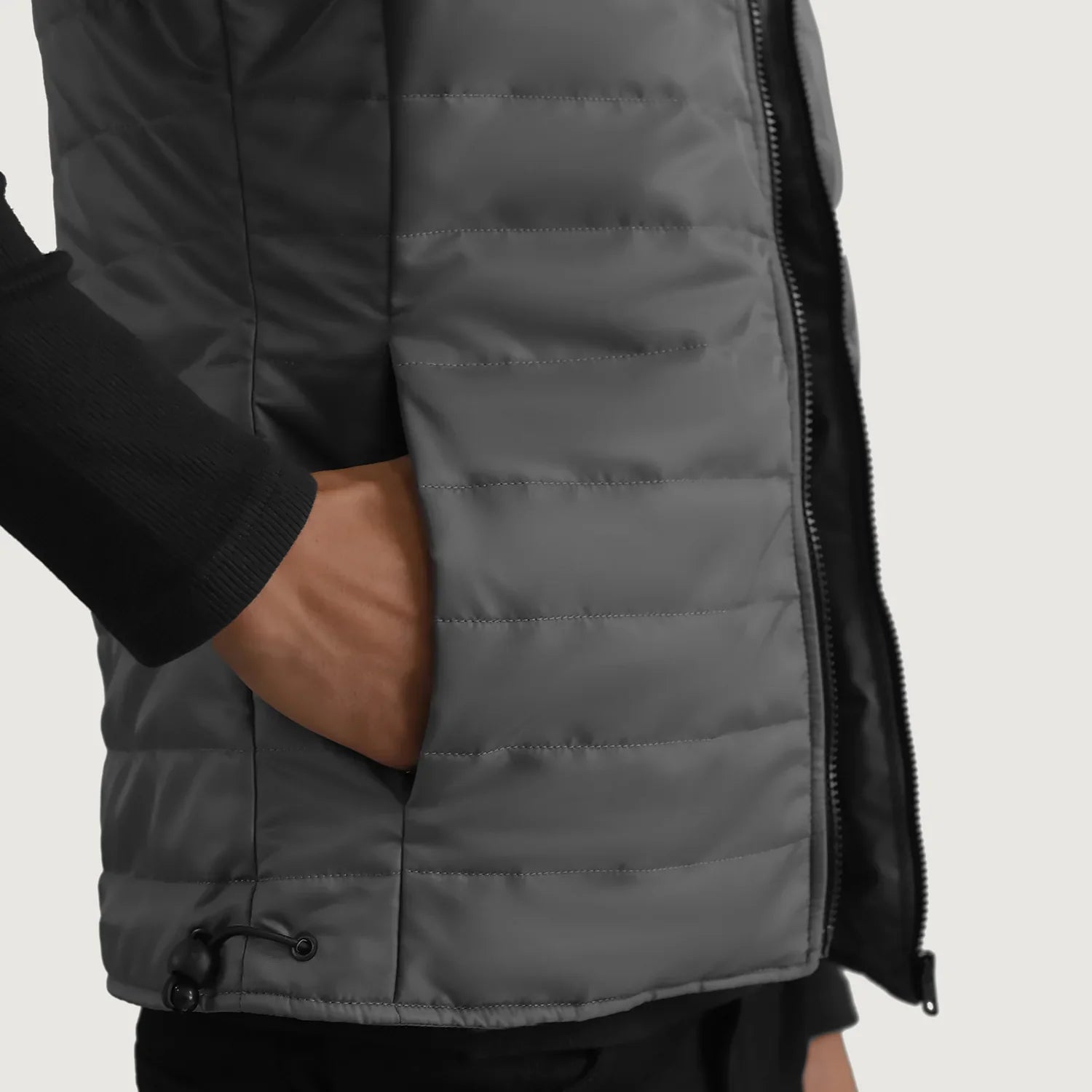 Carlo Grey Hooded Puffer Vest by Dash Racegear - men Jacket view 6