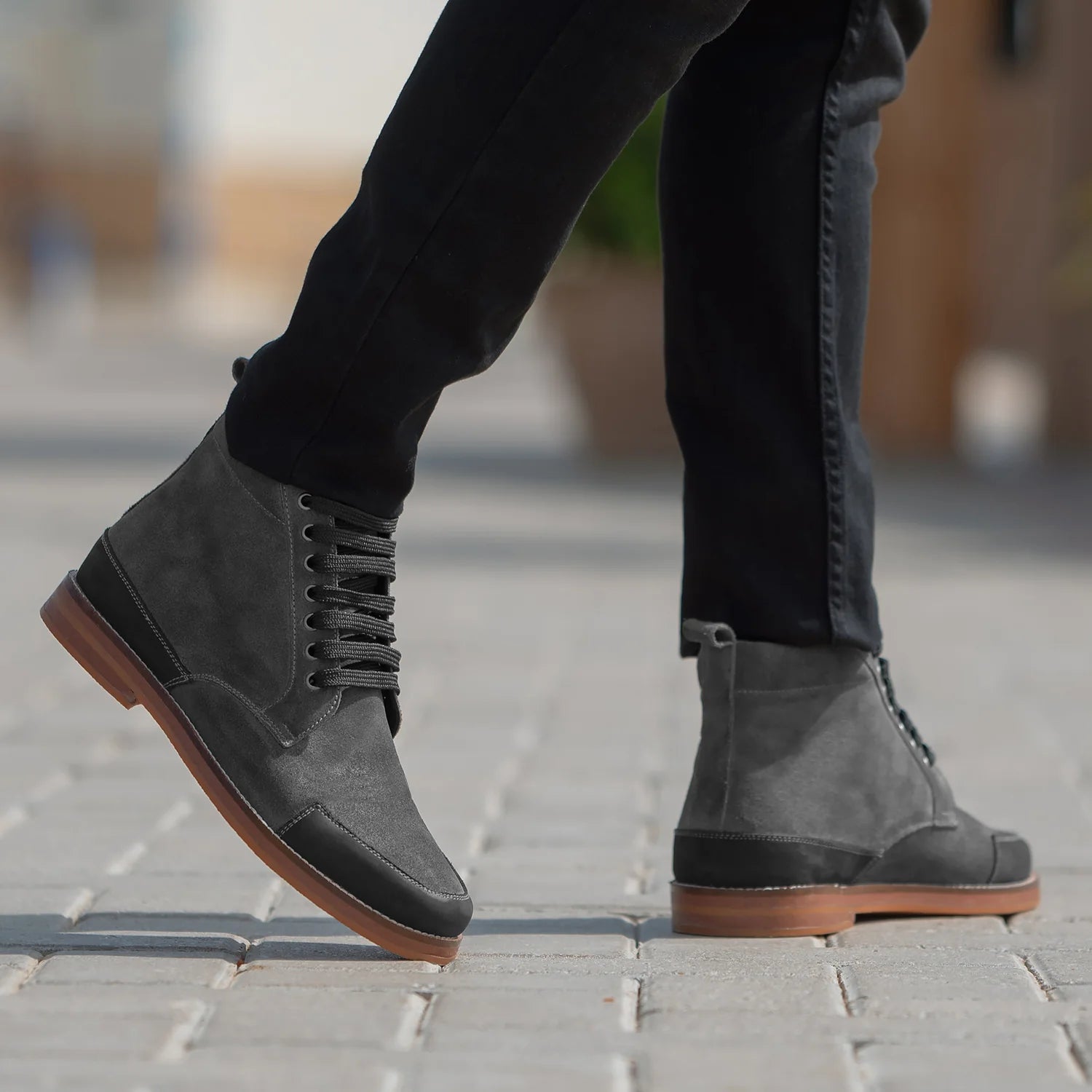 Carnell Moc Toe Grey Suede Boots by Dash Racegear - men Leather Shoes view 2