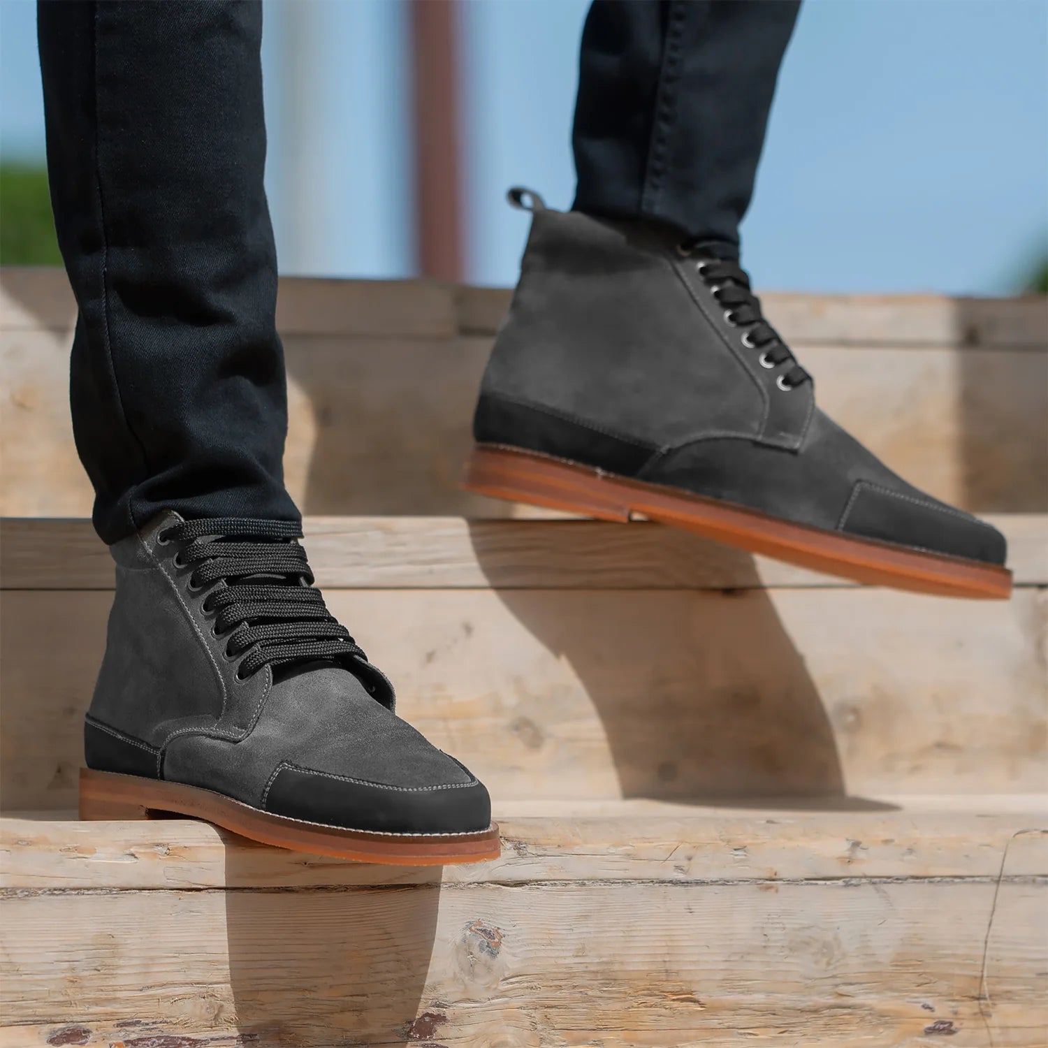 Carnell Moc Toe Grey Suede Boots by Dash Racegear - men Leather Shoes view 3