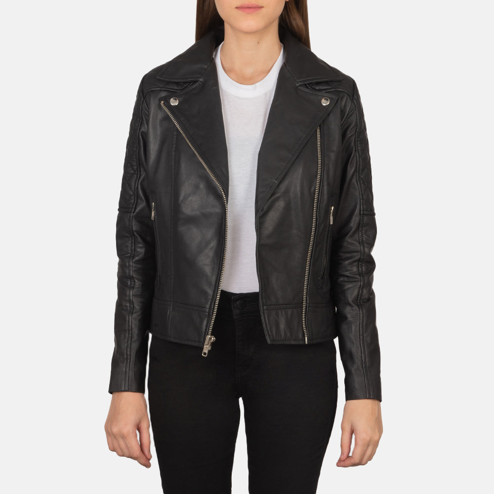Carolyn Quilted Black Biker Jacket by Dash Racegear - women Jacket view 1