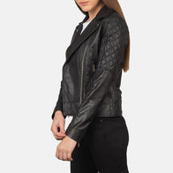 Carolyn Quilted Black Biker Jacket by Dash Racegear - women Jacket view 2