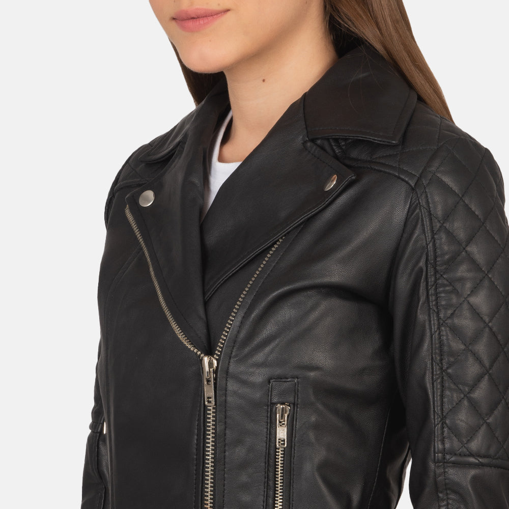 Carolyn Quilted Black Biker Jacket by Dash Racegear - women Jacket view 6