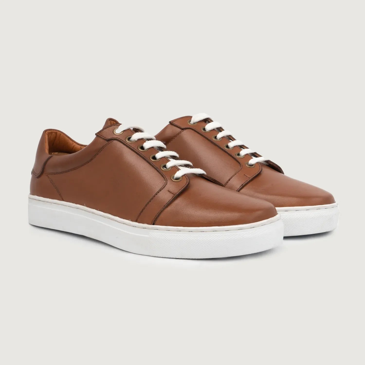Carter Runn Tan Leather Sneakers by Dash Racegear - men Leather Shoes view 1