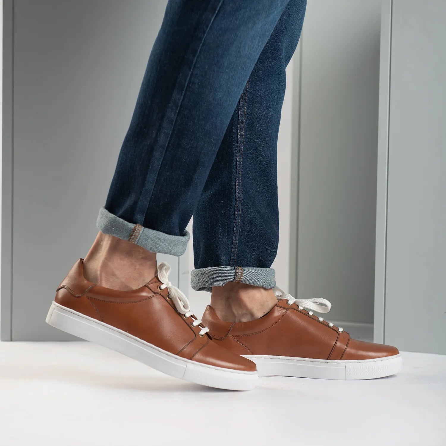 Carter Runn Tan Leather Sneakers by Dash Racegear - men Leather Shoes view 10