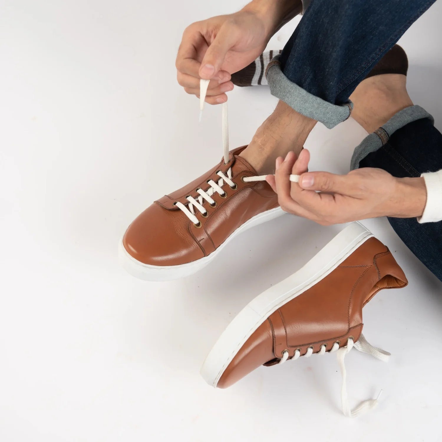 Carter Runn Tan Leather Sneakers by Dash Racegear - men Leather Shoes view 7