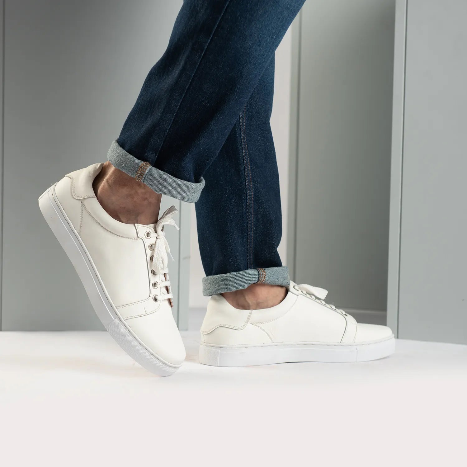 Carter Runn White Leather Sneakers by Dash Racegear - men Leather Shoes view 10