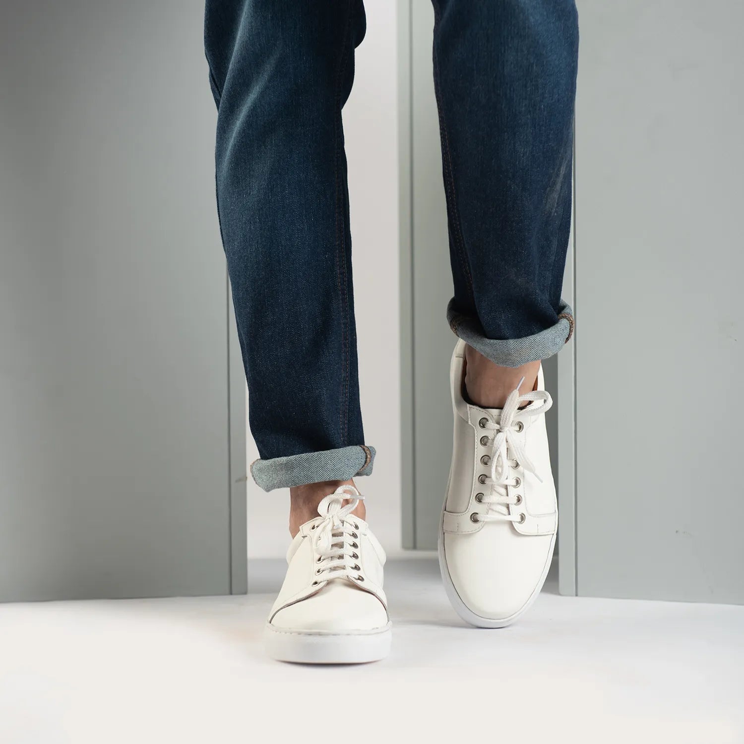 Carter Runn White Leather Sneakers by Dash Racegear - men Leather Shoes view 7