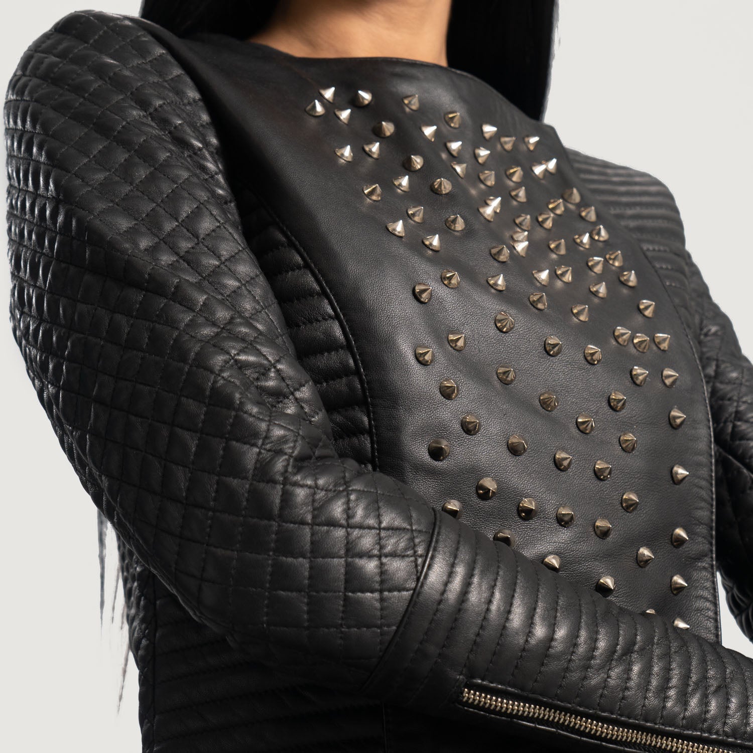 Celeste Studded Black Leather Jacket by Dash Racegear - women Jacket view 3