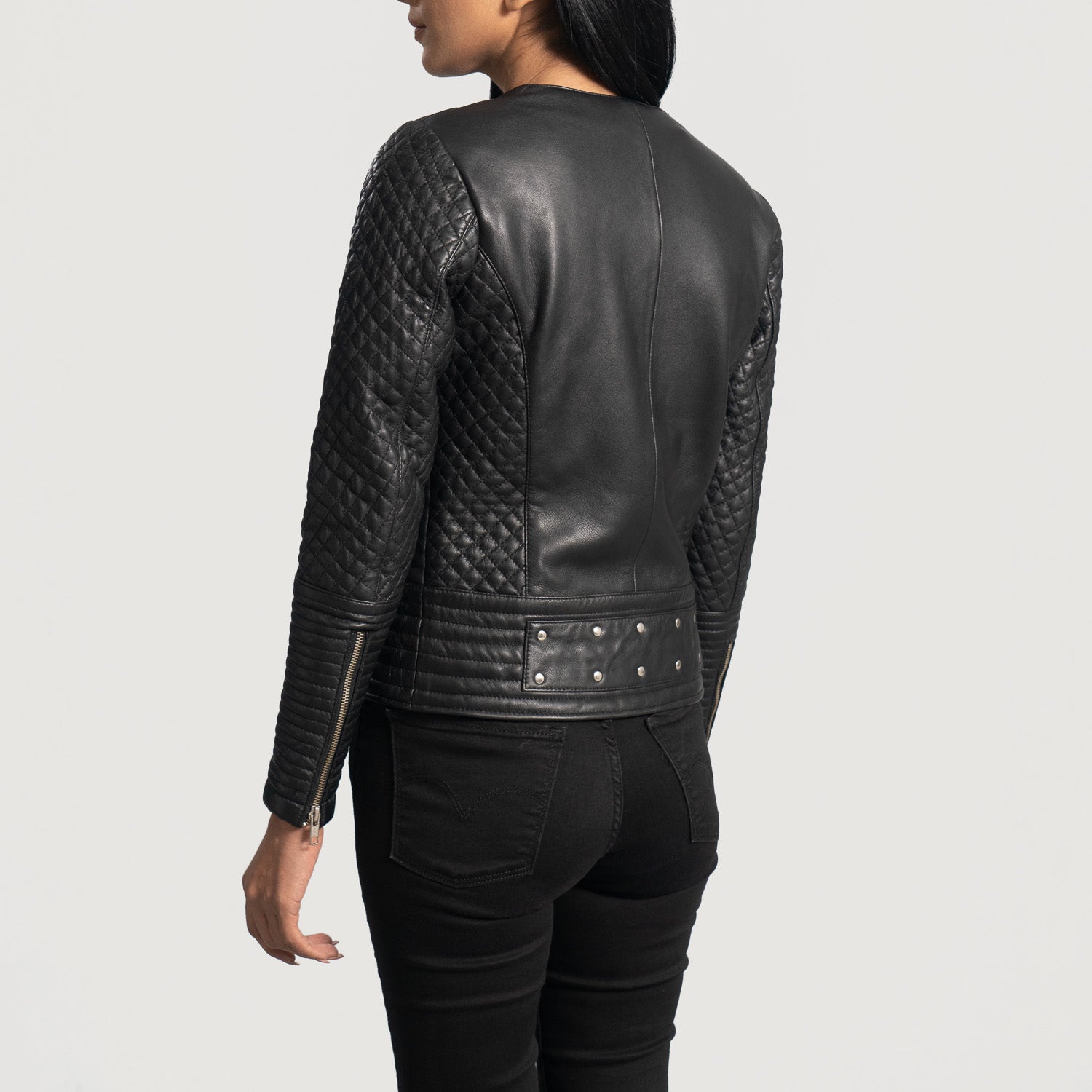 Celeste Studded Black Leather Jacket by Dash Racegear - women Jacket view 5