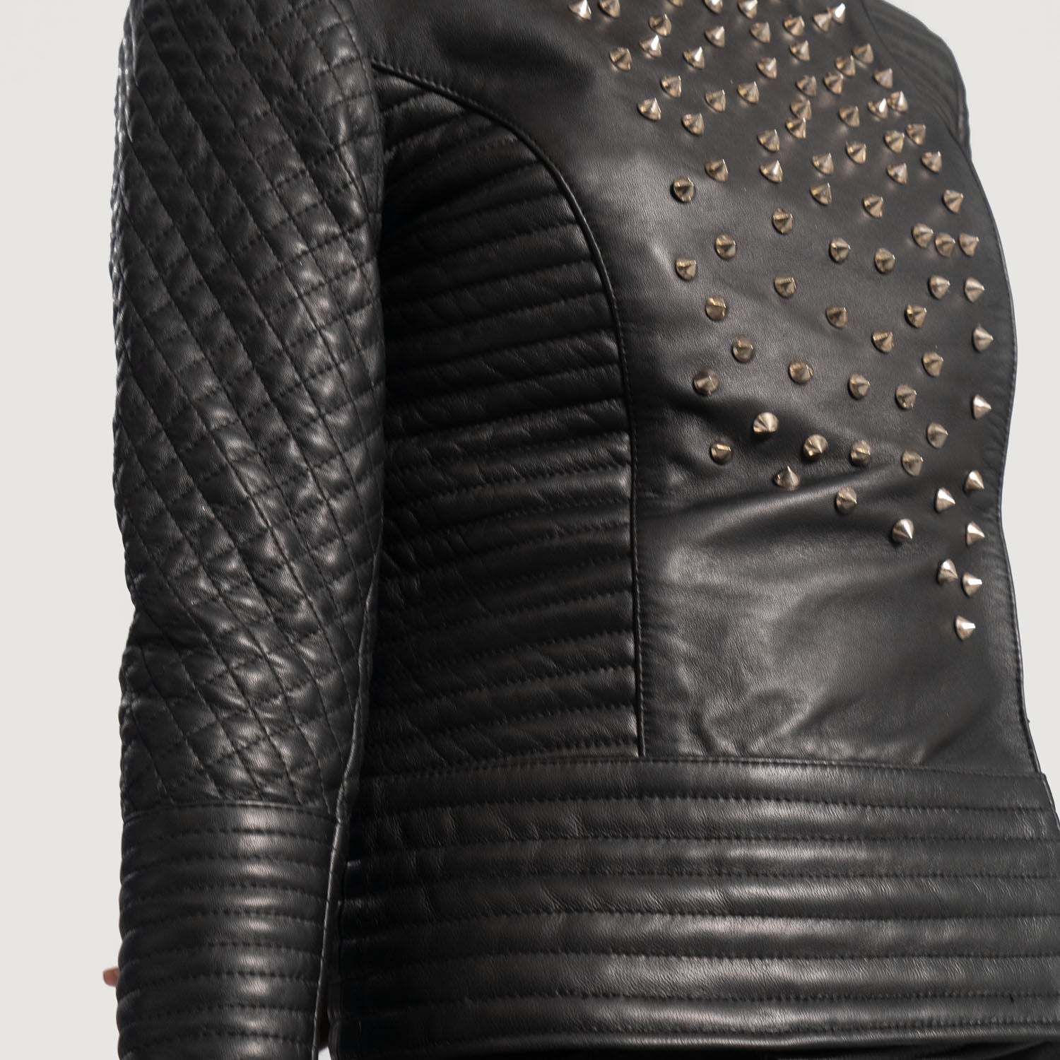 Celeste Studded Black Leather Jacket by Dash Racegear - women Jacket view 6