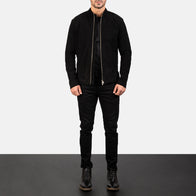 Charcoal Black Suede Biker Jacket by Dash Racegear - men Jacket view 3