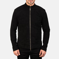Charcoal Black Suede Biker Jacket by Dash Racegear - men Jacket view 4