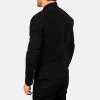 Charcoal Black Suede Biker Jacket by Dash Racegear - men Jacket view 5