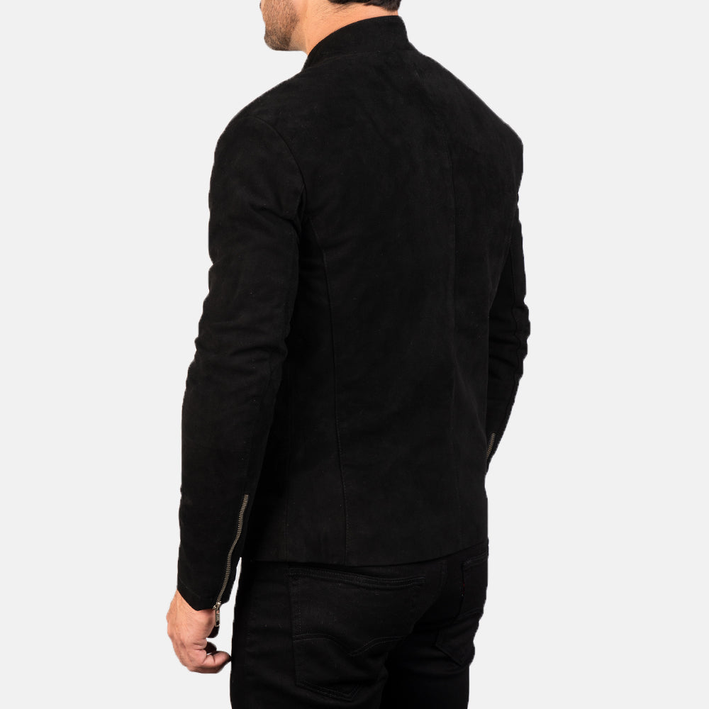 Charcoal Black Suede Biker Jacket by Dash Racegear - men Jacket view 5