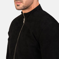 Charcoal Black Suede Biker Jacket by Dash Racegear - men Jacket view 6