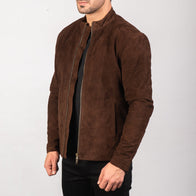 Charcoal Mocha Suede Biker Jacket by Dash Racegear - men Jacket view 2