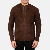 Charcoal Mocha Suede Biker Jacket by Dash Racegear - men Jacket view 4
