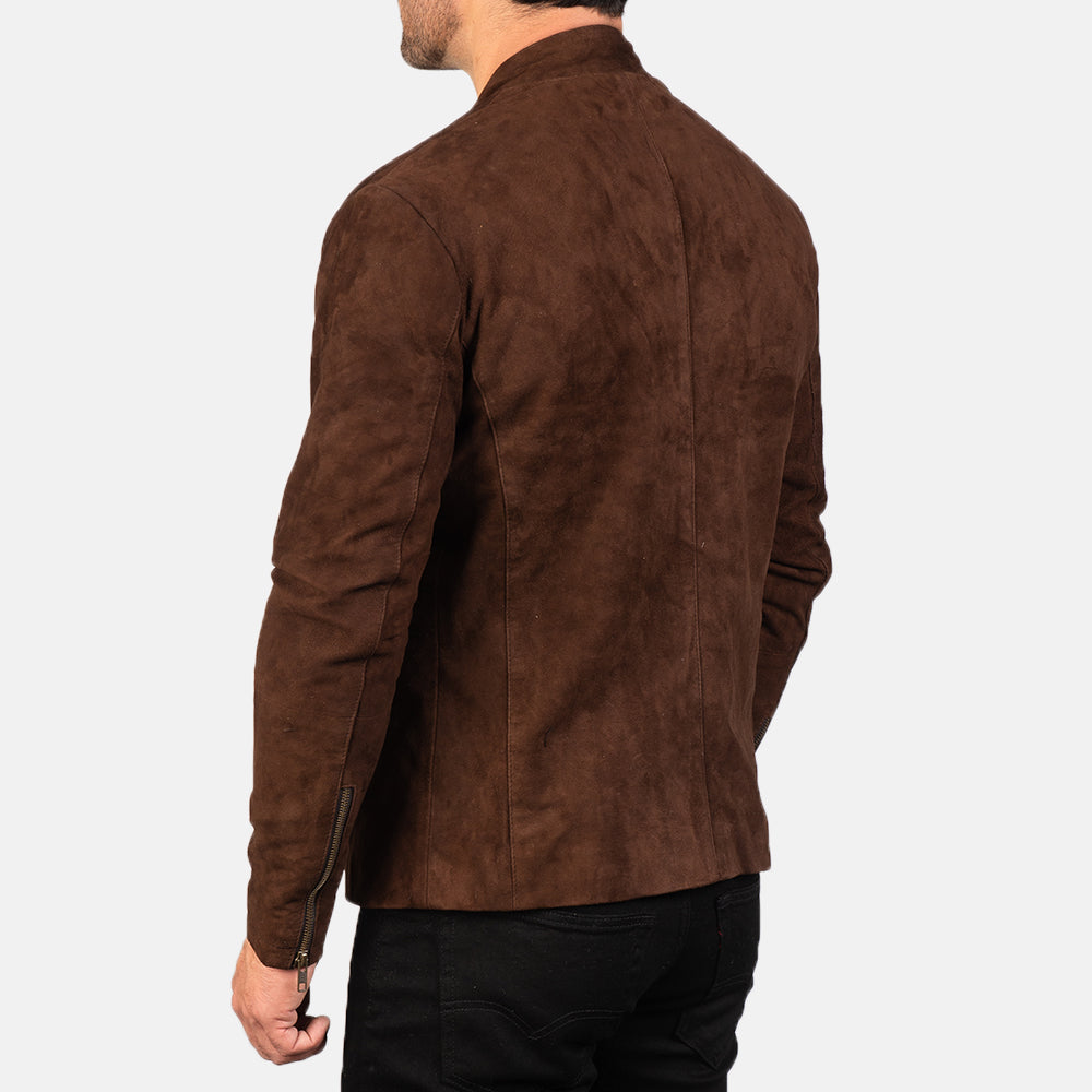 Charcoal Mocha Suede Biker Jacket by Dash Racegear - men Jacket view 5
