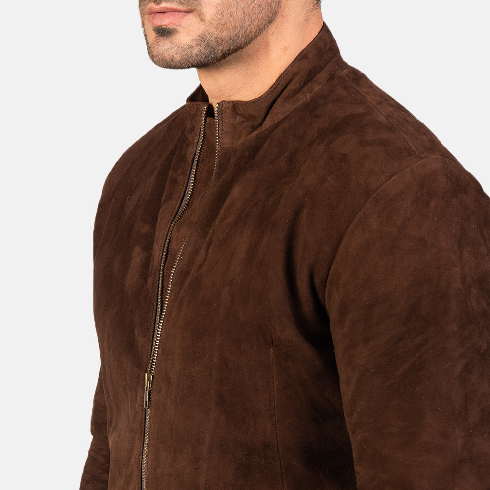 Charcoal Mocha Suede Biker Jacket by Dash Racegear - men Jacket view 6