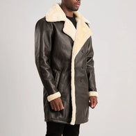 Charles Brown Leather Shearling Double-Breasted Coat by Dash Racegear - men Jacket view 2