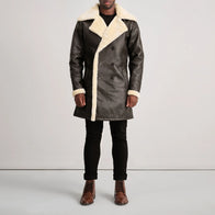 Charles Brown Leather Shearling Double-Breasted Coat by Dash Racegear - men Jacket view 3