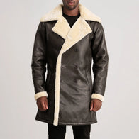 Charles Brown Leather Shearling Double-Breasted Coat by Dash Racegear - men Jacket view 4