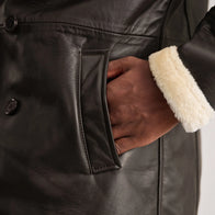 Charles Brown Leather Shearling Double-Breasted Coat by Dash Racegear - men Jacket view 6