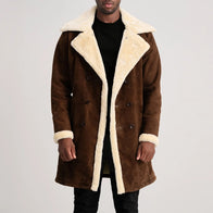 Charles Brown Suede Leather Shearling Double-Breasted Coat by Dash Racegear - men Jacket view 1