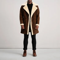 Charles Brown Suede Leather Shearling Double-Breasted Coat by Dash Racegear - men Jacket view 3