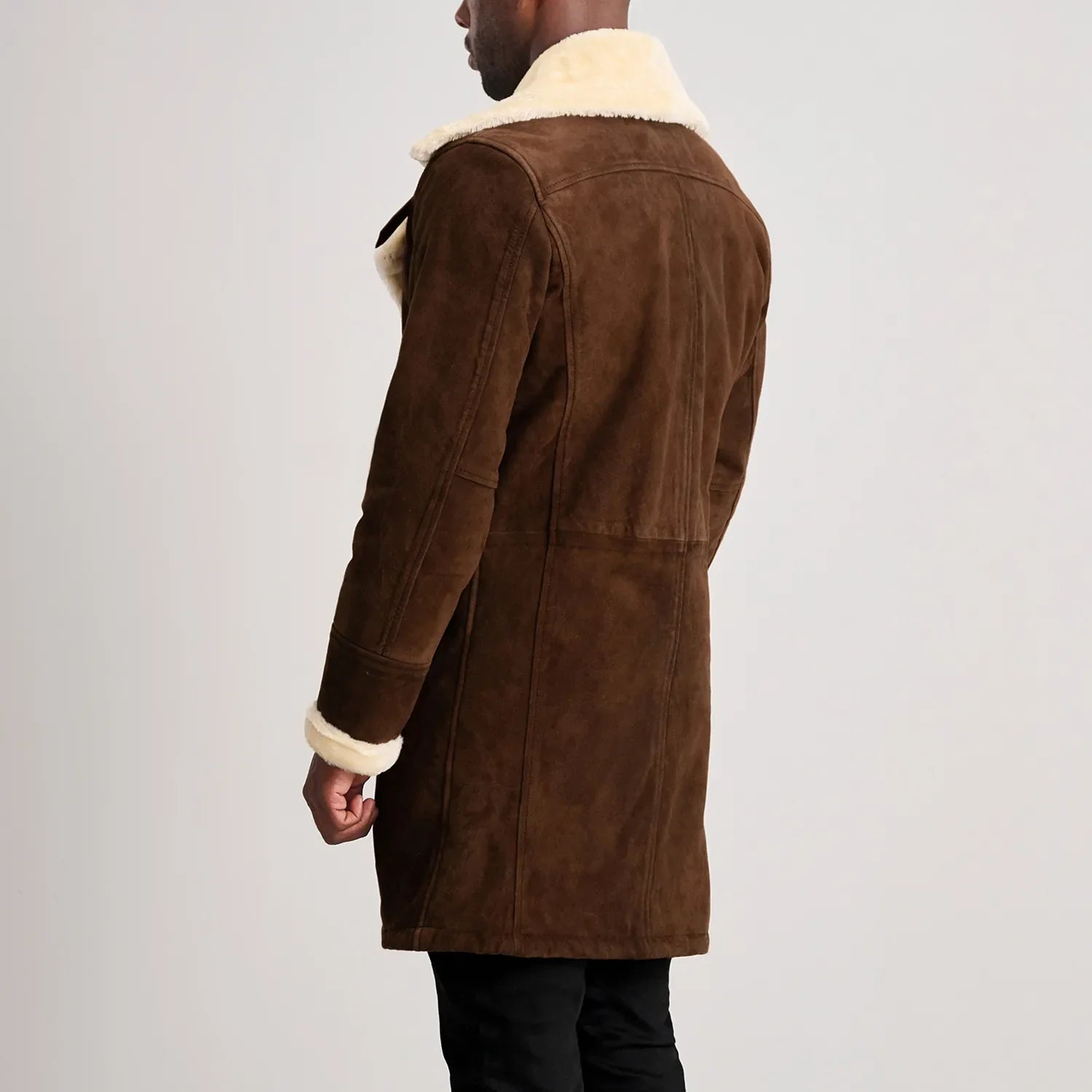 Charles Brown Suede Leather Shearling Double-Breasted Coat by Dash Racegear - men Jacket view 5