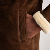 Charles Brown Suede Leather Shearling Double-Breasted Coat by Dash Racegear - men Jacket view 6